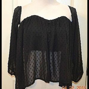 NWT, STRAPLESS, OPEN BACK, OFF SHOULDER, SHEER TOP.